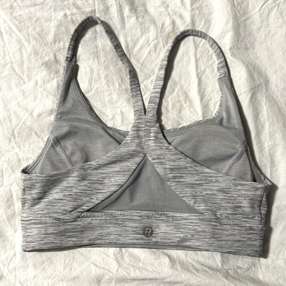 Lululemon Train Times Bra Sports Yoga Gym Activewear Wee Space Grey White Size 4 - Picture 5 of 9